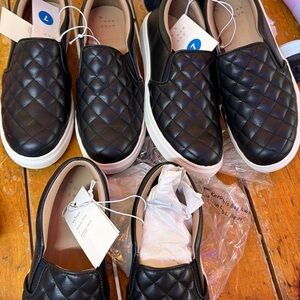 Black Quilted Slip-On Sneakers